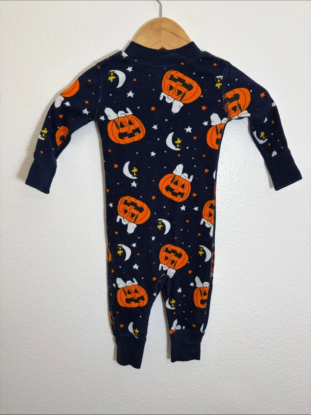 Hanna Andersson Navy Snoopy Peanuts Pumpkins Organic Cotton One Piece Pajamas